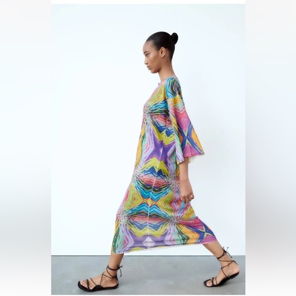 ZARA OPEN KNIT JACQUARD TUNIC MULTICOLORED REF. 3859/048 Small NWT - Picture 2 of 9